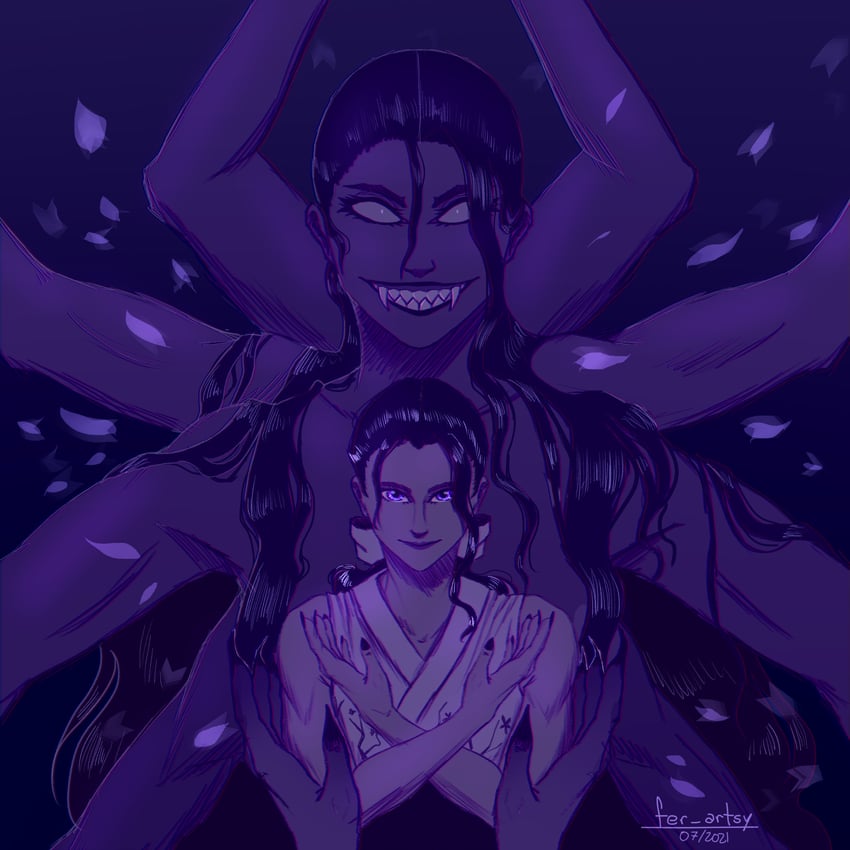 nico robin and demonio fleur (one piece) drawn by fer-artsy