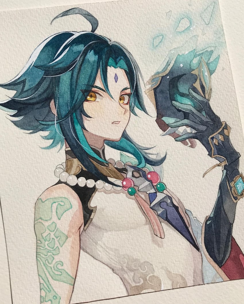 xiao (genshin impact) drawn by yanghui_(kittyh1507)