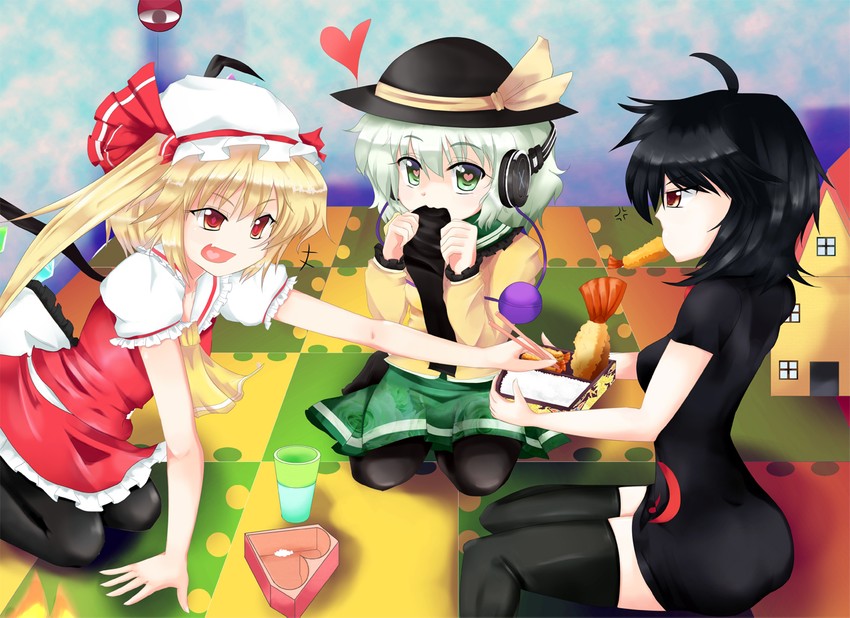 flandre scarlet, komeiji koishi, and houjuu nue (touhou) drawn by eila_yagyu