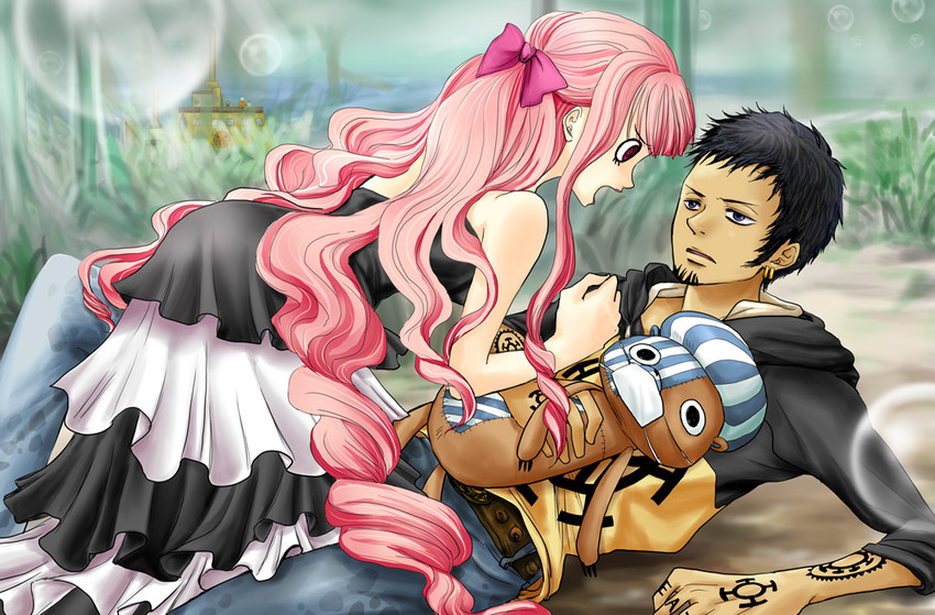 trafalgar law, perona, kumacy, and polar tang (one piece) drawn by puchiri