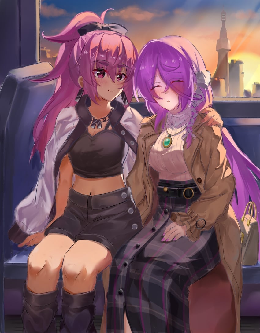 kura satomi and tsukishiro monaka (heaven burns red) drawn by lidce