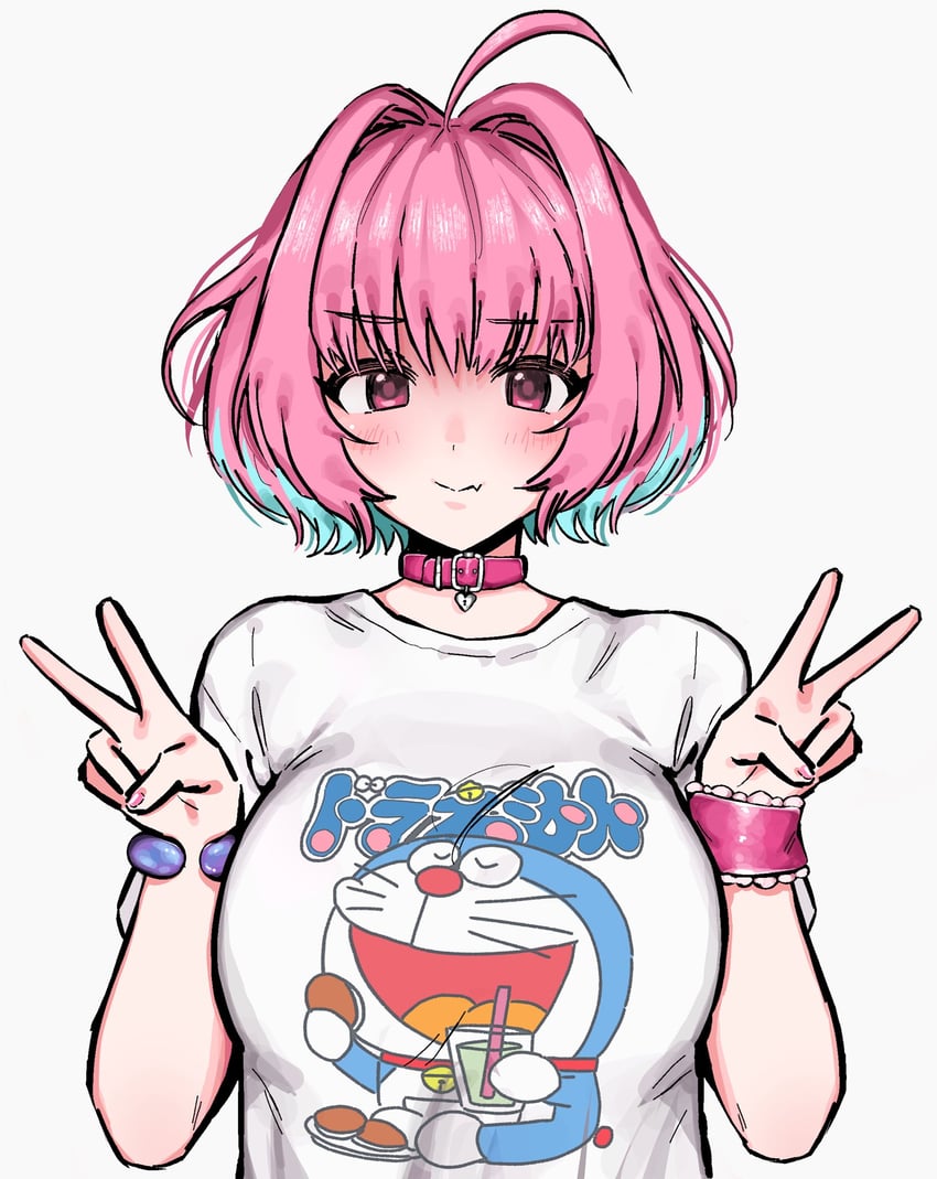 yumemi riamu and doraemon (idolmaster and 2 more) drawn by snale