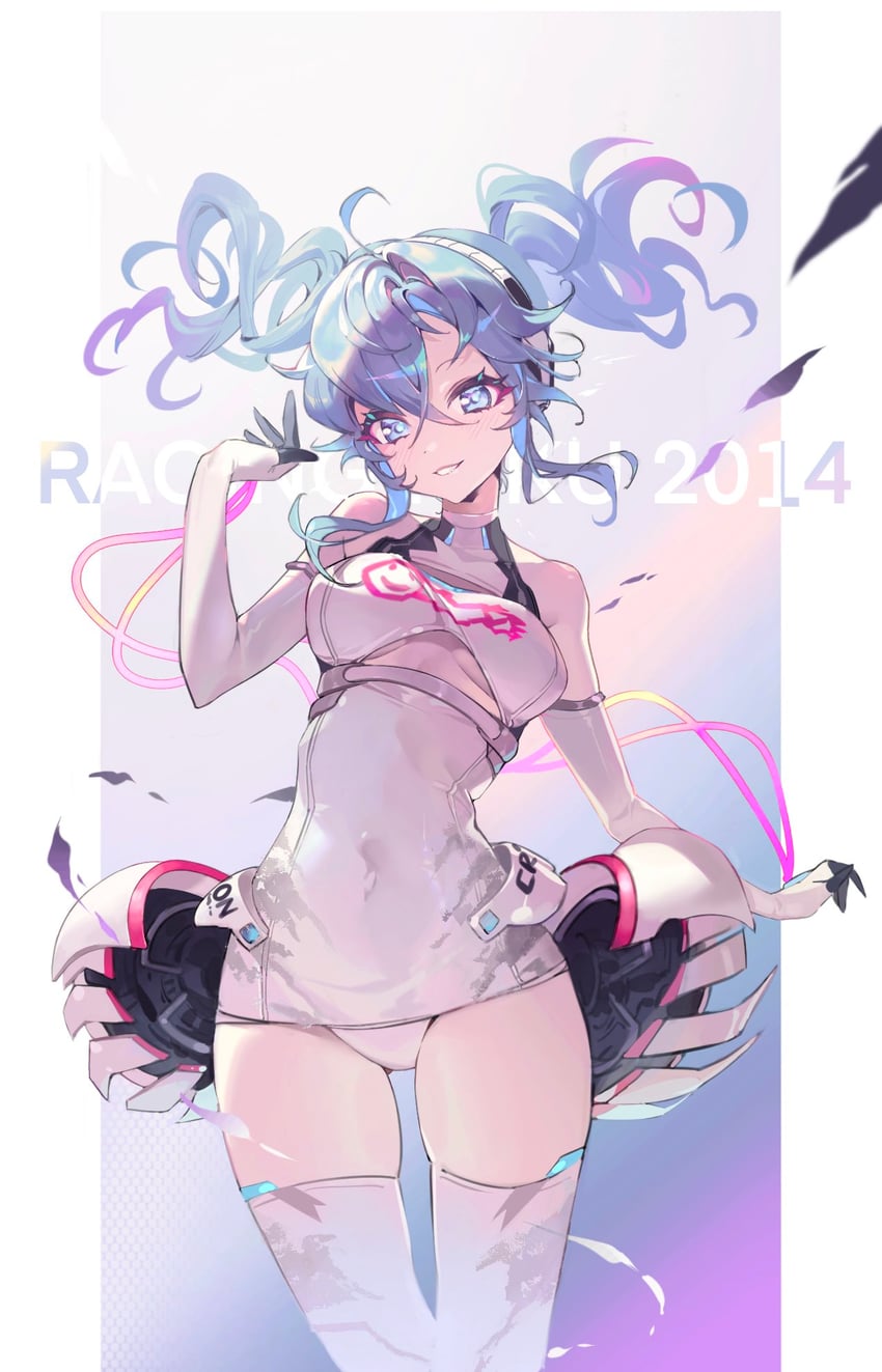 hatsune miku and racing miku (vocaloid and 1 more) drawn by coloringday