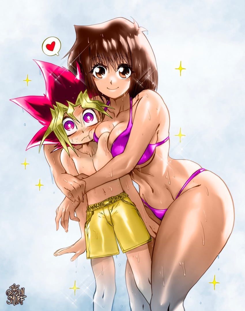 muto yugi and mazaki anzu (yu-gi-oh! and 1 more) drawn by the_golden_smurf