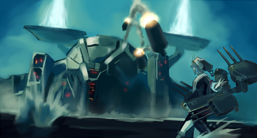 uss missouri (battleship) drawn by yoshimizu_amine