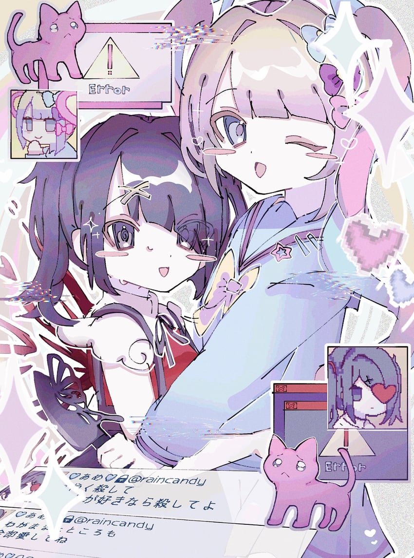 chouzetsusaikawa tenshi-chan, ame-chan, and pien cat (needy girl overdose) drawn by sabanose