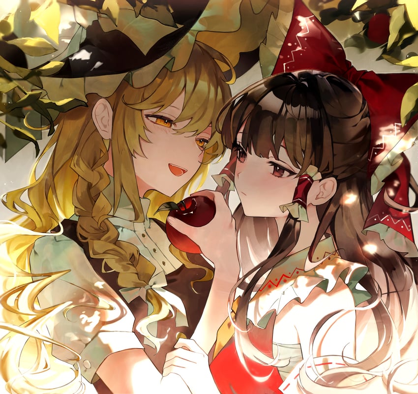 hakurei reimu and kirisame marisa (touhou) drawn by hanaya_(fleur)