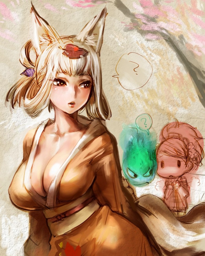 momohime, kongiku, and izuna jinkuro (oboro muramasa) drawn by bow_(bhp)