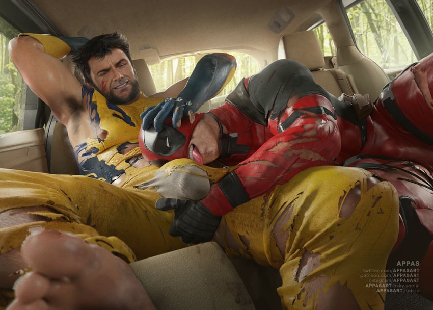 wolverine and deadpool (marvel and 4 more) drawn by appas