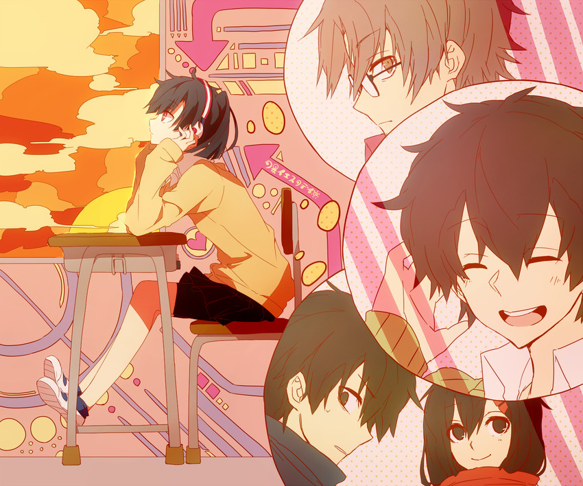 tateyama ayano, kisaragi shintarou, enomoto takane, kokonose haruka, and tateyama kenjirou (kagerou project and 1 more) drawn by asuna_(doruru-mon)