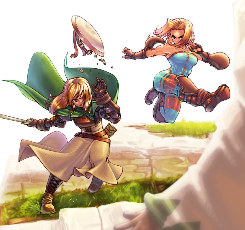 white mage, monk, knight, and milleuda folles (final fantasy and 1 more) drawn by momigara_(mmgrkmnk)