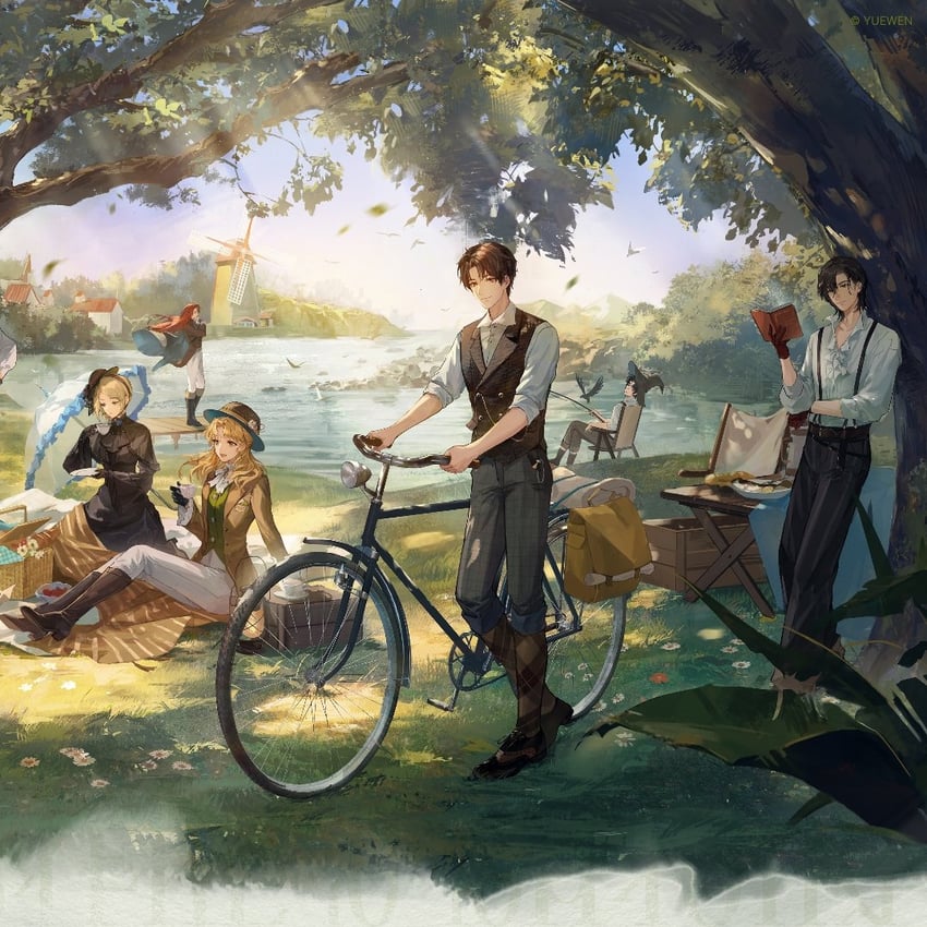 klein moretti, amon, leonard mitchell, audrey hall, medici, and 1 more (lord of the mysteries)