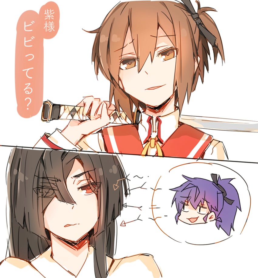 etou kanami, origami yukari, and etou minato (toji no miko) drawn by lionet0806