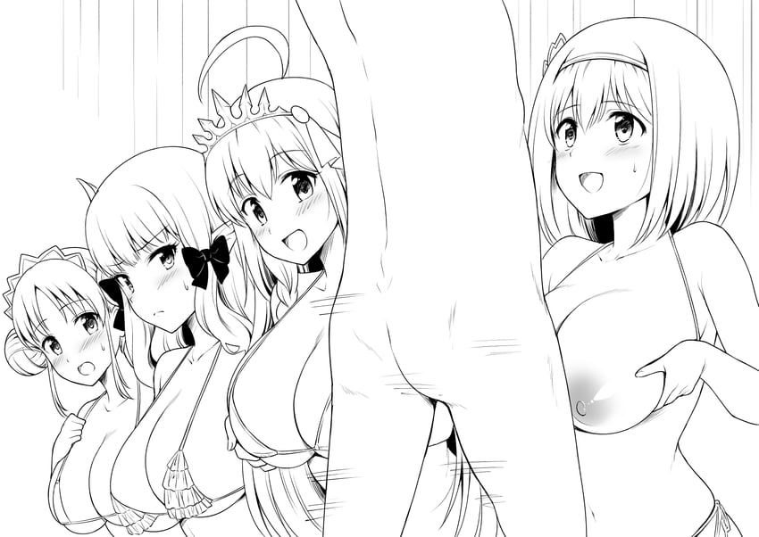 pecorine, saren, yui, and suzume (princess connect!) drawn by yue_(show-ei)