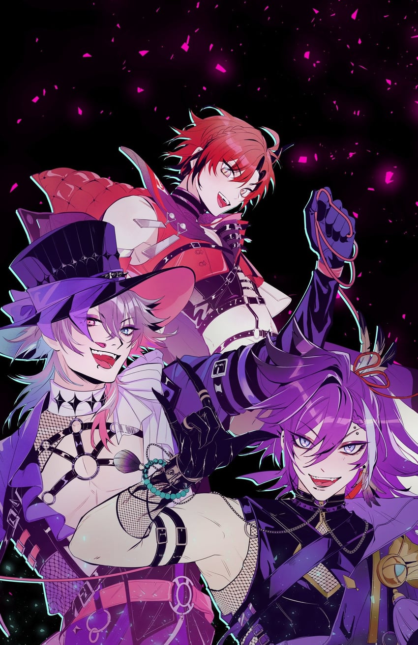 gavis bettel, machina x flayon, and banzoin hakka (holostars and 1 more) drawn by danasauurr