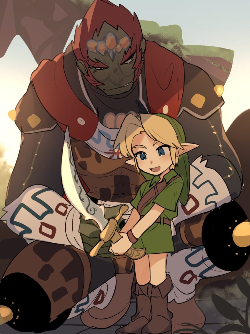 link, ganondorf, and young link (the legend of zelda and 1 more) drawn by suikaels