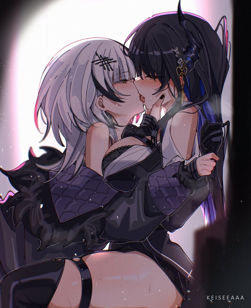 shiori novella and nerissa ravencroft (hololive and 1 more) drawn by keisea
