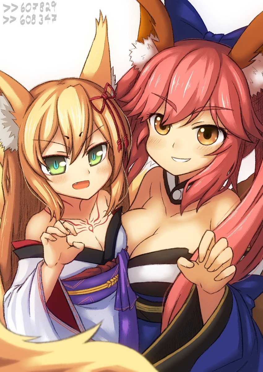 tamamo and tamamo no mae (fate and 2 more) drawn by novus_rue