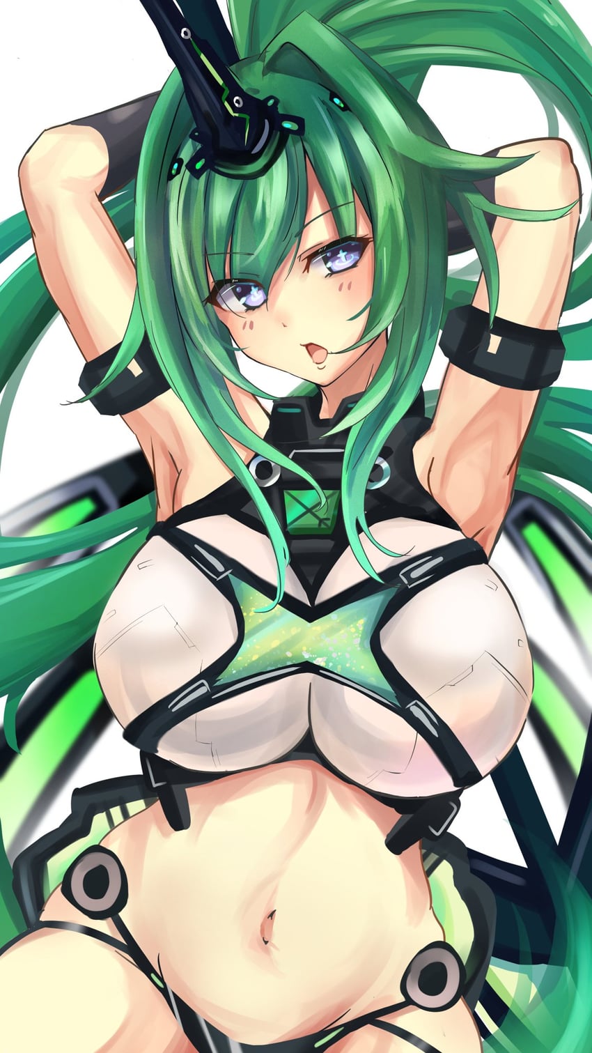 green heart and next green (neptune) drawn by misaki_(nounaikakusan)