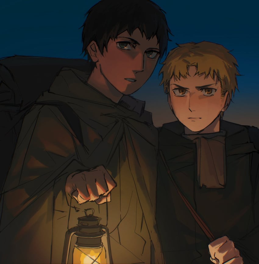 reiner braun and bertolt hoover (shingeki no kyojin) drawn by zmlskr
