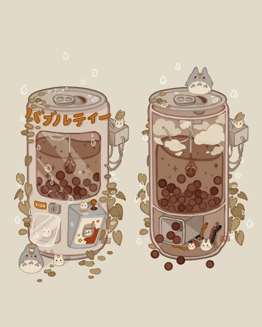 totoro and chibi totoro (tonari no totoro) drawn by angie_nguyen