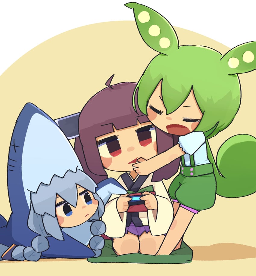 kizuna akari, touhoku kiritan, and zundamon (vocaloid and 2 more) drawn by konohoshi