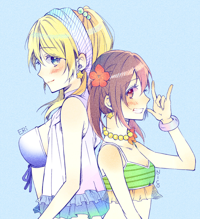 yazawa nico and ayase eli (love live! and 1 more) drawn by nemuhito