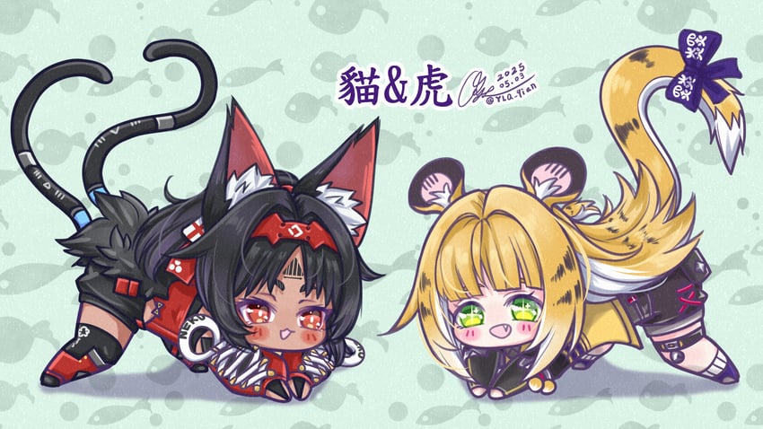 ju fufu and nekomiya mana (zenless zone zero) drawn by y.l.q.