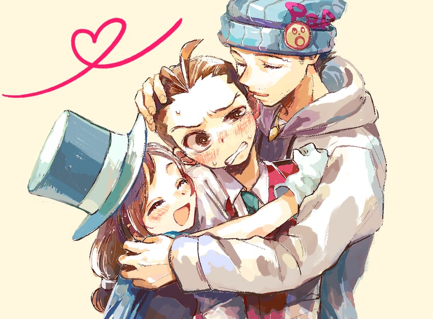 phoenix wright, apollo justice, and trucy wright (ace attorney and 1 more) drawn by rocoya1
