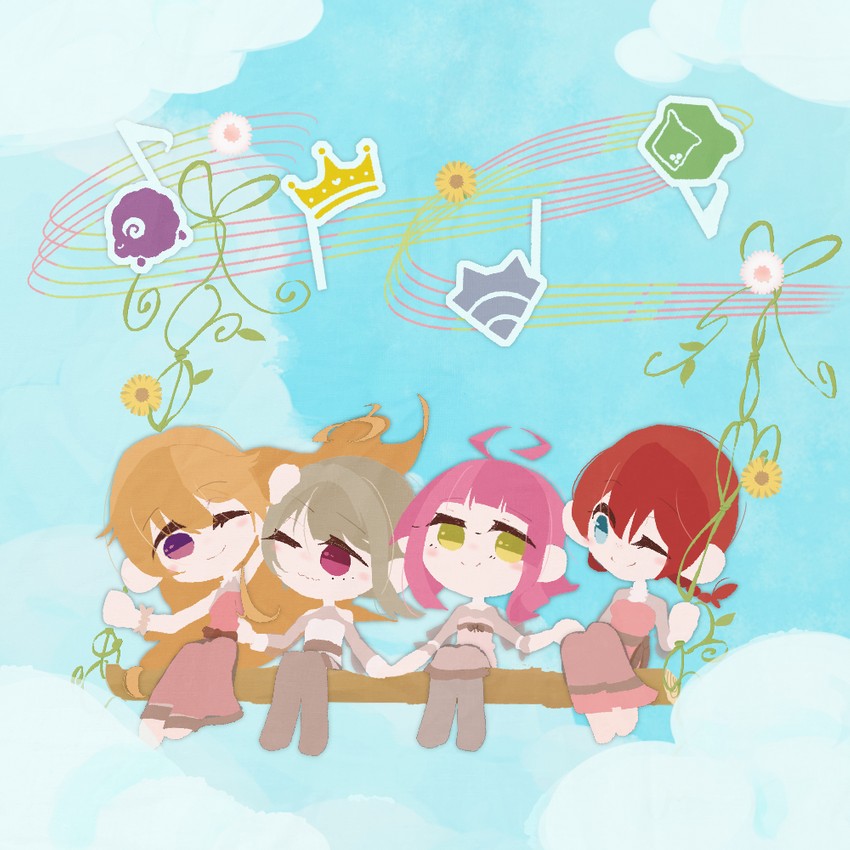 tennoji rina, nakasu kasumi, emma verde, and konoe kanata (love live! and 1 more) drawn by cocomage