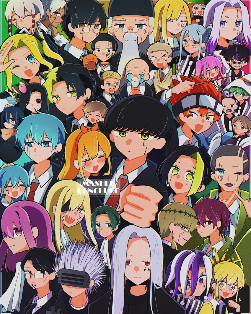 mash burnedead, finn ames, lance crown, rayne ames, lemon irvine, and 31 more (mashle) drawn by i_(user_hsfr2282)