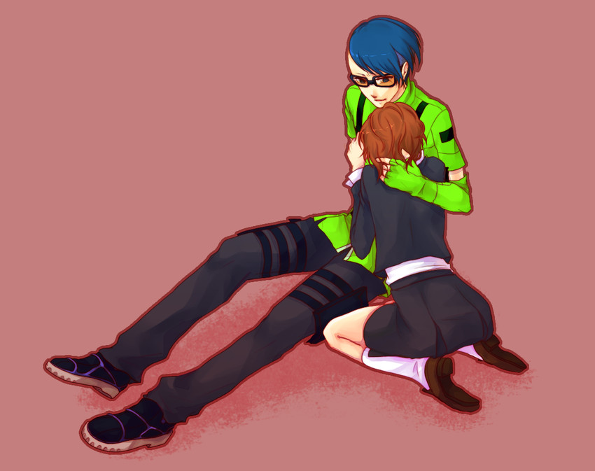 shiomi kotone and shirato jin (persona and 2 more) drawn by maru-kichi