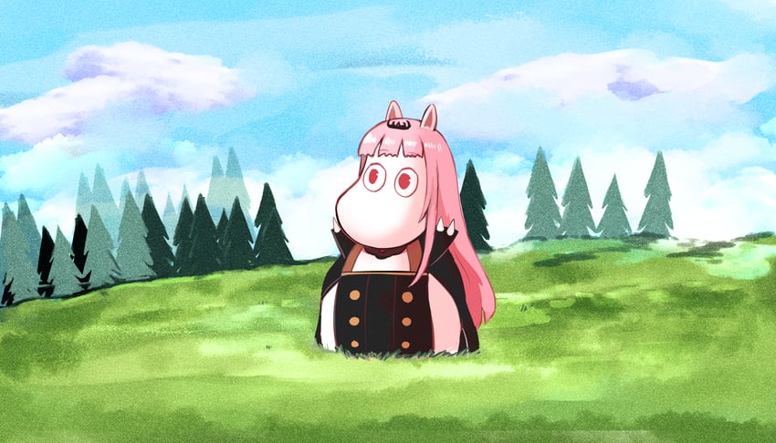 mori calliope and muppo (hololive and 2 more) drawn by minchi_(anda)