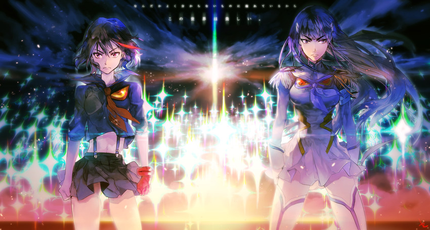 matoi ryuuko, senketsu, kiryuuin satsuki, and junketsu (kill la kill) drawn by zis