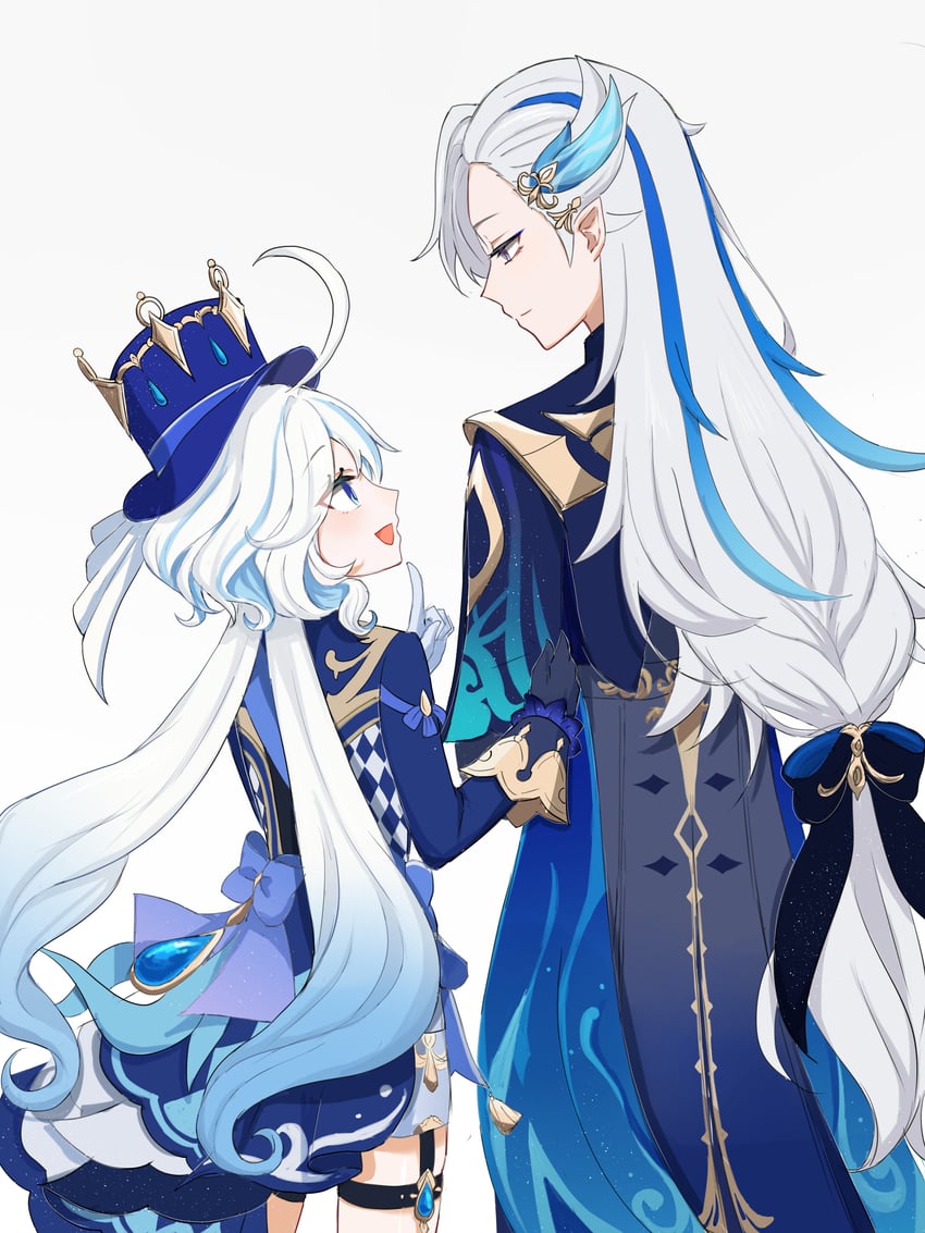furina and neuvillette (genshin impact) drawn by omochi_(omoch1_93)