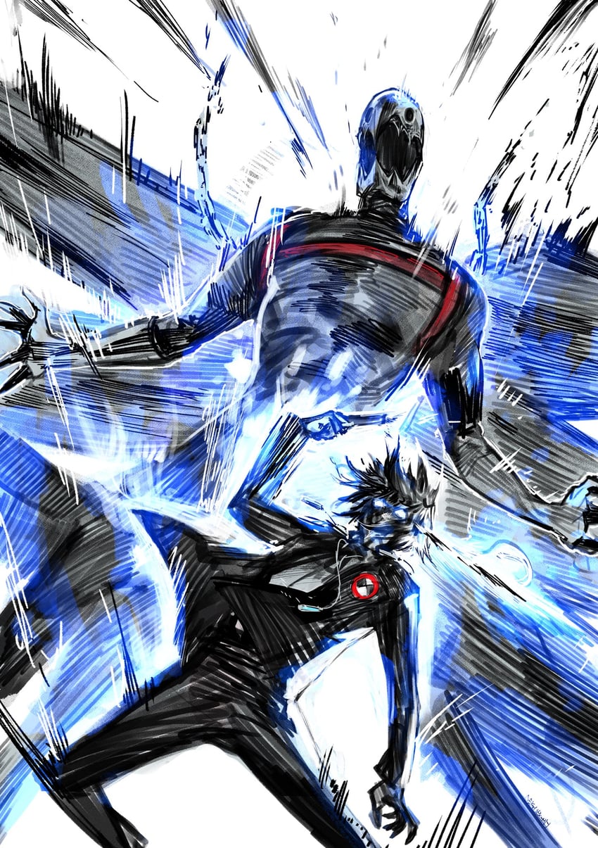 yuuki makoto and thanatos (persona and 1 more) drawn by yourfreakyneighbourh