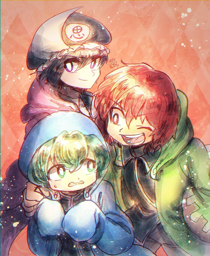 shitodo kuroji, shitodo hooaka, and shitodo aoji (len'en) drawn by yukkyon_kyon