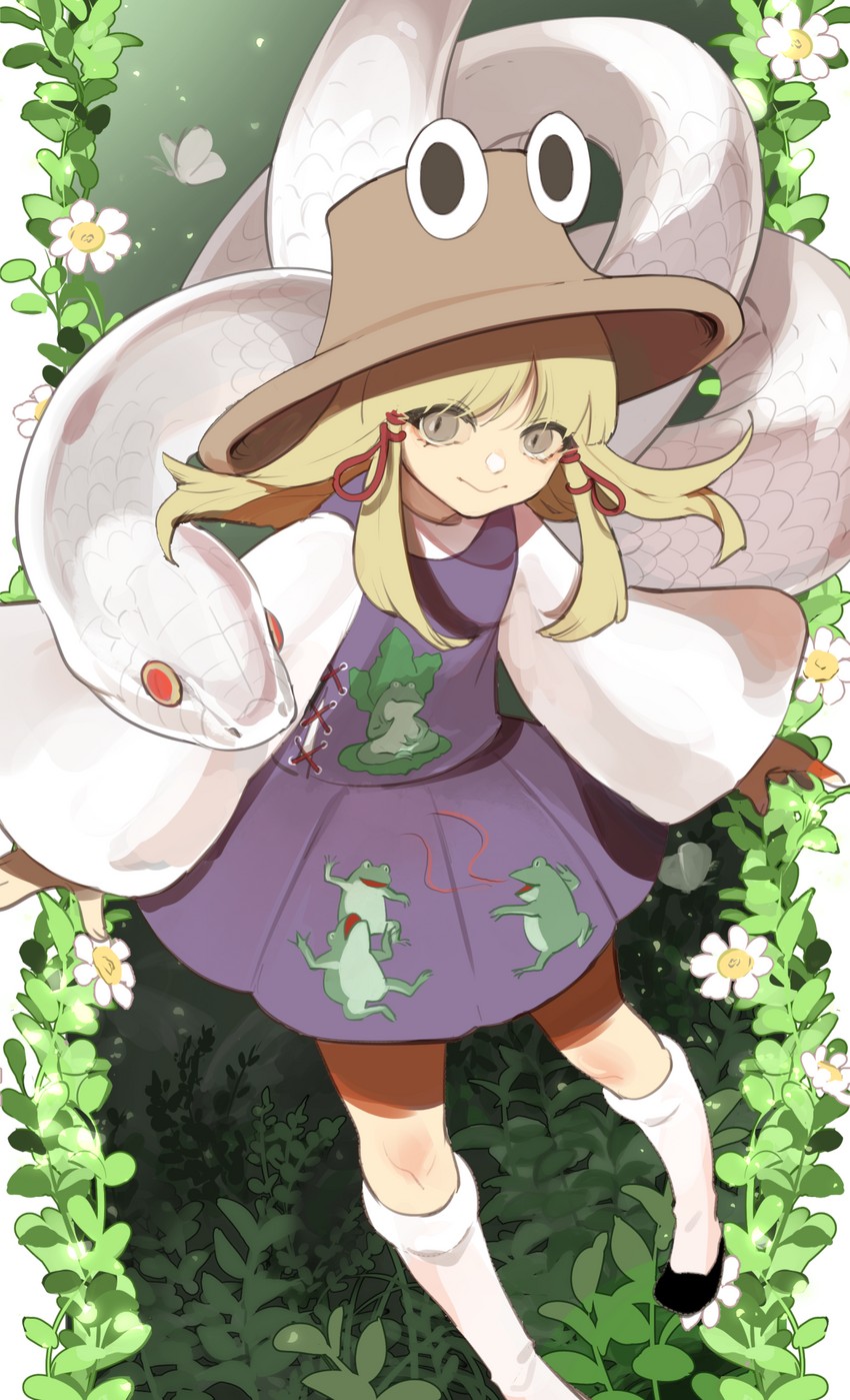 moriya suwako and mishaguji (touhou) drawn by kerok_(joniko1110)