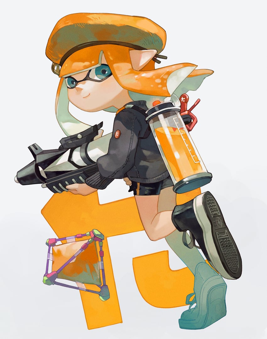inkling player character and inkling girl (splatoon and 1 more) drawn by ayakii