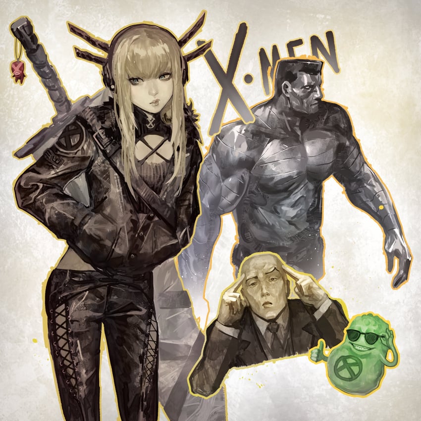 magik, colossus, charles xavier, and doop (marvel and 1 more) drawn by subakeye
