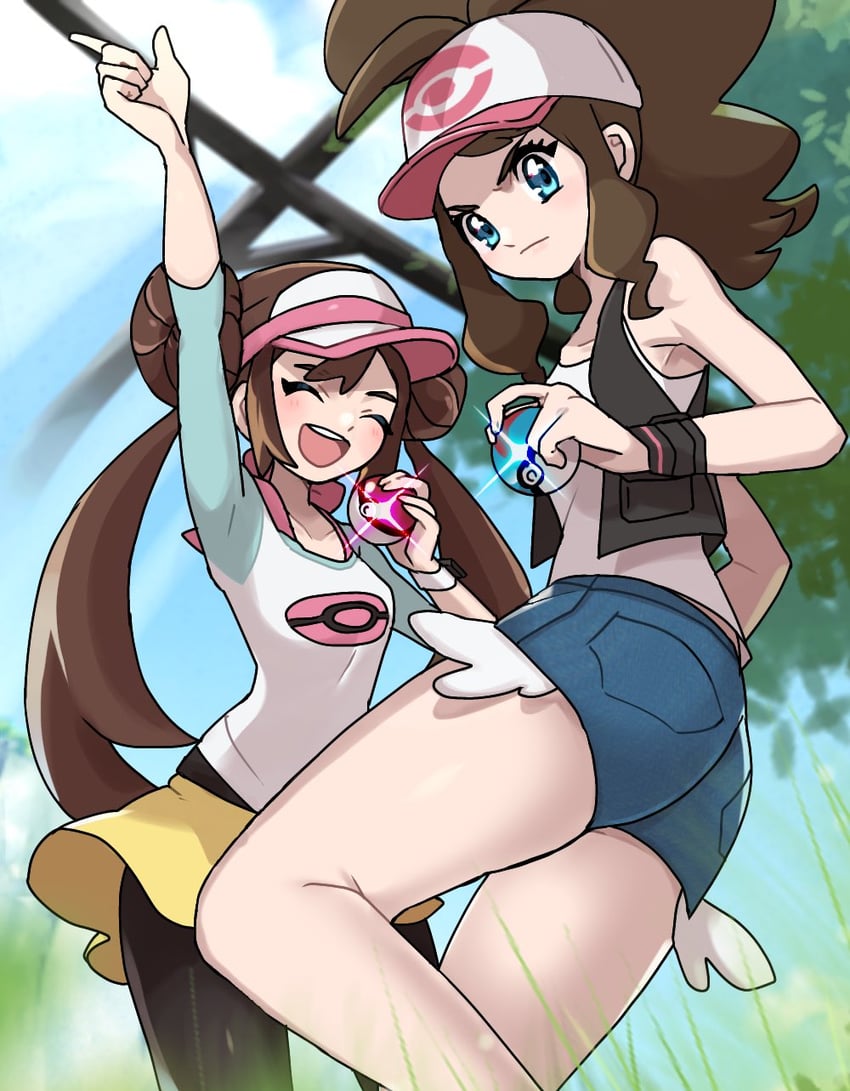 rosa and hilda (pokemon and 2 more) drawn by fu_(tk1189227dhy)