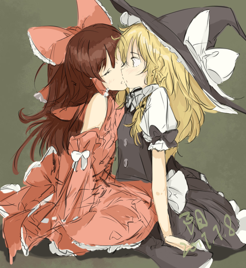 hakurei reimu and kirisame marisa (touhou) drawn by yang_(yang535815521)