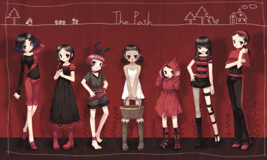 little red riding hood, rose, ginger, ruby, robin, and 3 more (little red riding hood and 1 more) drawn by mitake_eil