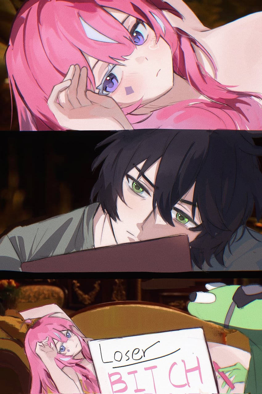 vedal987, camila, and kermit the frog (indie virtual youtuber and 2 more) drawn by pinkpink939