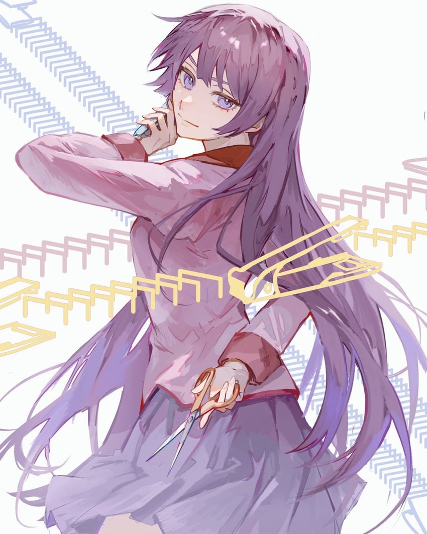 senjougahara hitagi (monogatari and 1 more) drawn by yoruirooo777