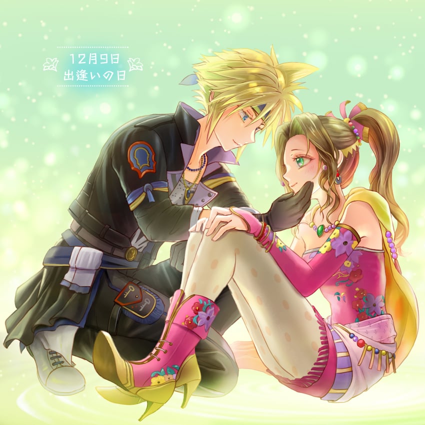cloud strife, aerith gainsborough, terra branford, and locke cole (final fantasy and 2 more) drawn by yahokichi_ma