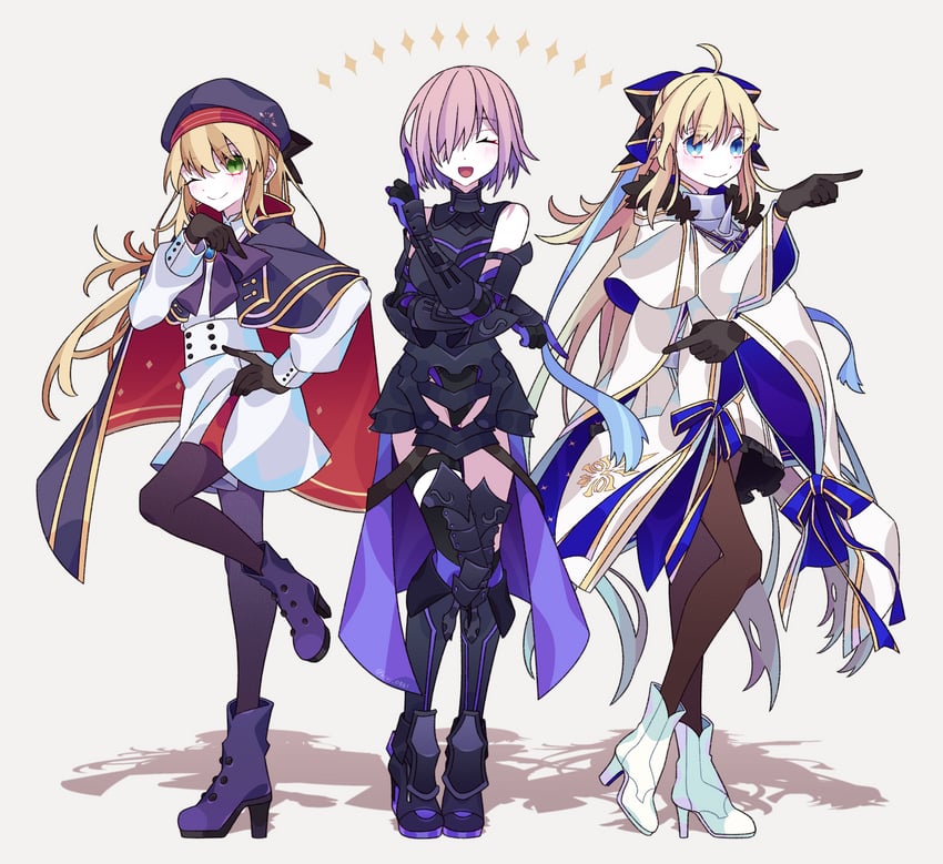 artoria pendragon, mash kyrielight, artoria caster, and aesc (fate and 1 more) drawn by kujiramaru