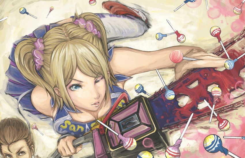 juliet starling and nick carlyle (lollipop chainsaw) drawn by ripu_(vincecarter)