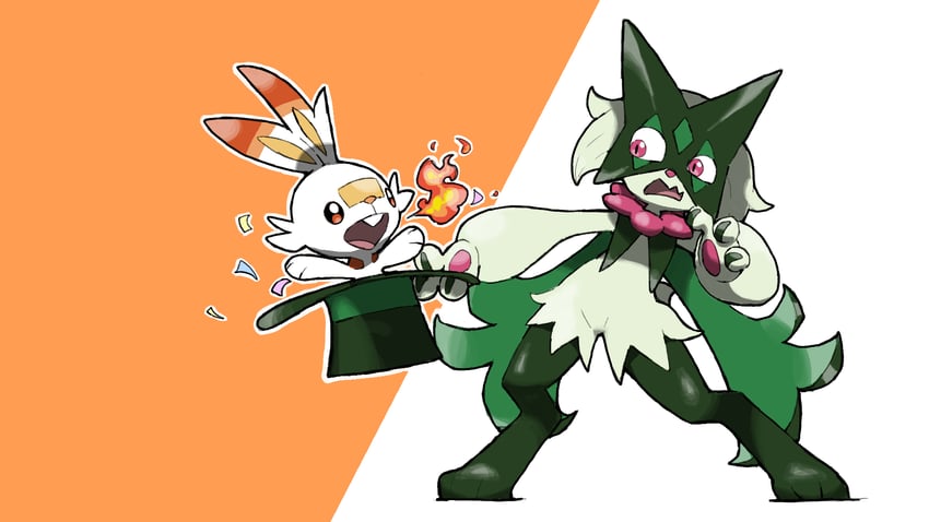 scorbunny and meowscarada (pokemon) drawn by blacknirrow