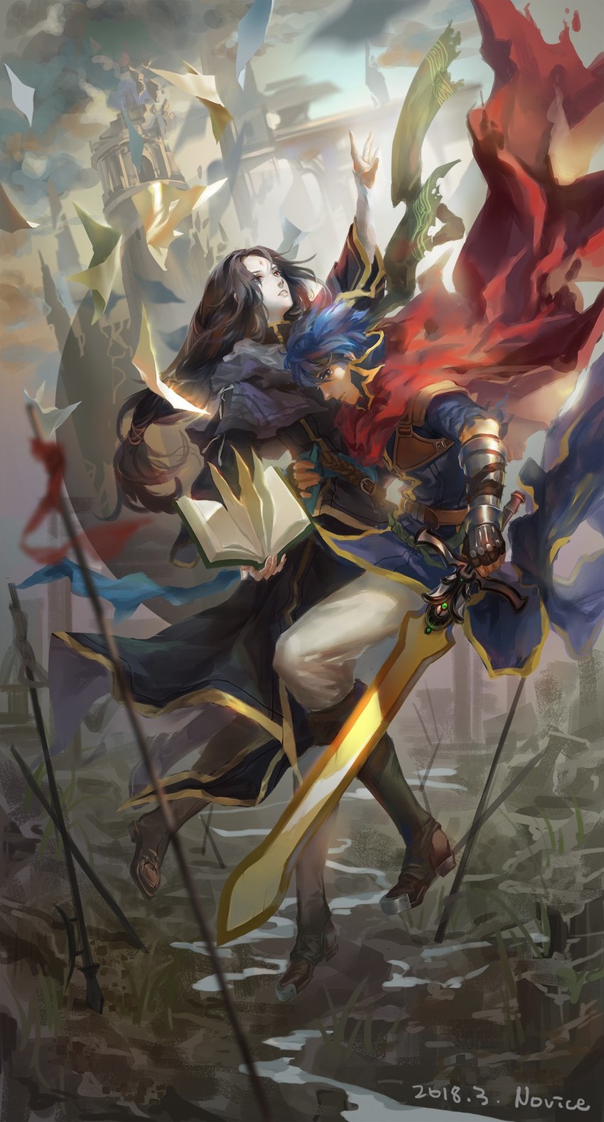 ike and soren (fire emblem and 1 more) drawn by novice_(o_novice)